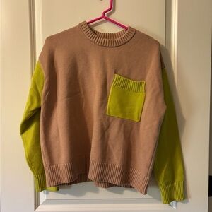 Dolan Crewneck Sweater in Mauve and Lime (Anthropologie)